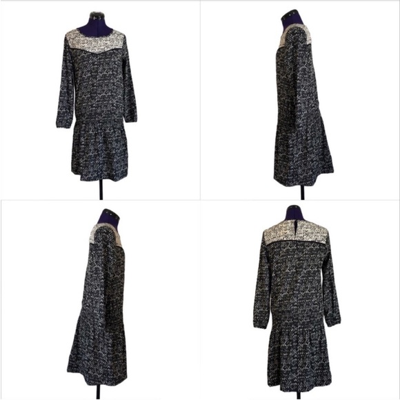 H&M Black White Dot Patterned Long Sleeve Dress - Picture 3 of 13